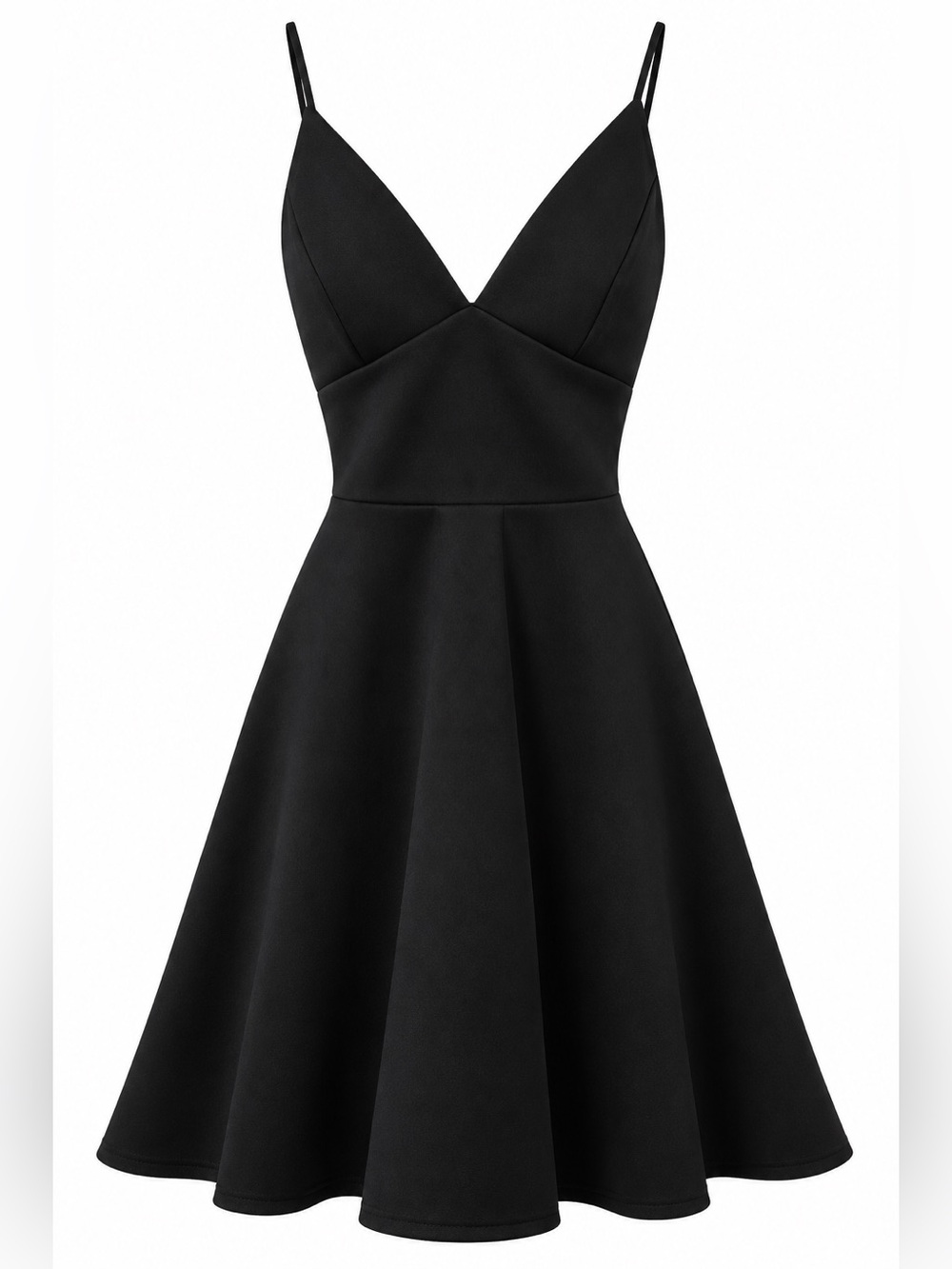 Classic Black V-Neck Fit & Flare Dress